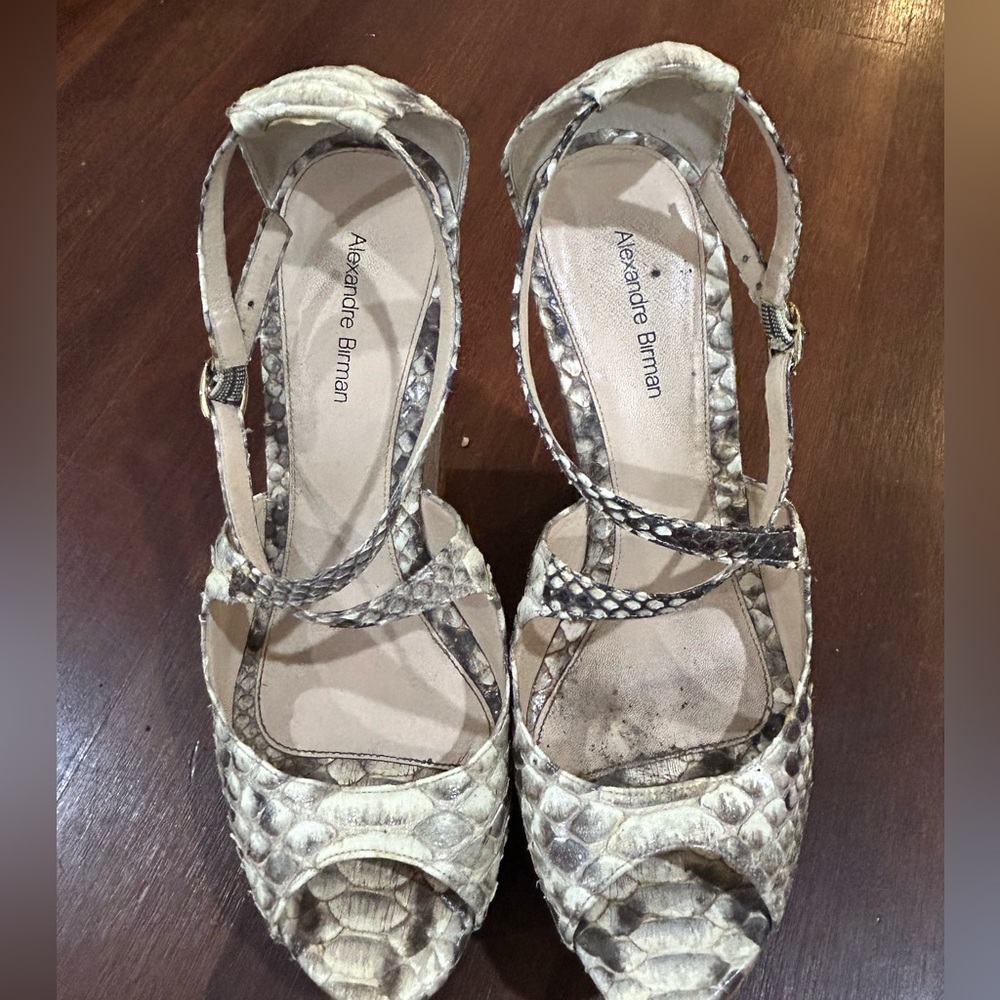 Gorgeous Alexandre Birman Python Wedges Size 39, … - image 3